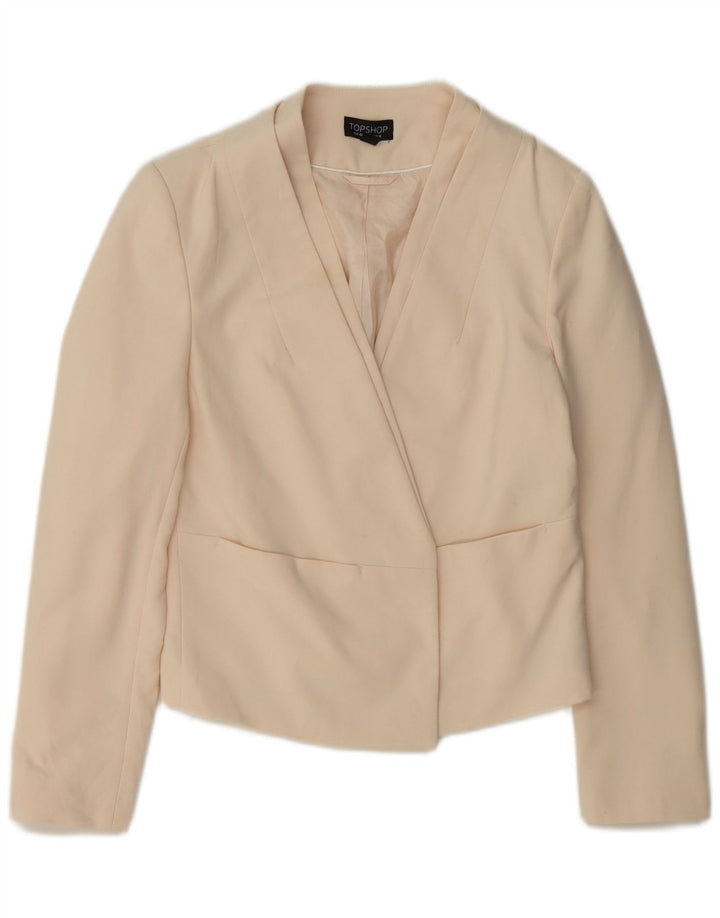 Jaqueta blazer aberta feminina Topshop Reino Unido 12 poliéster branco médio