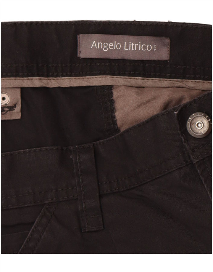 ANGELO LITRICO Bermuda cargo masculina EU 58 4XL W42 algodão preto