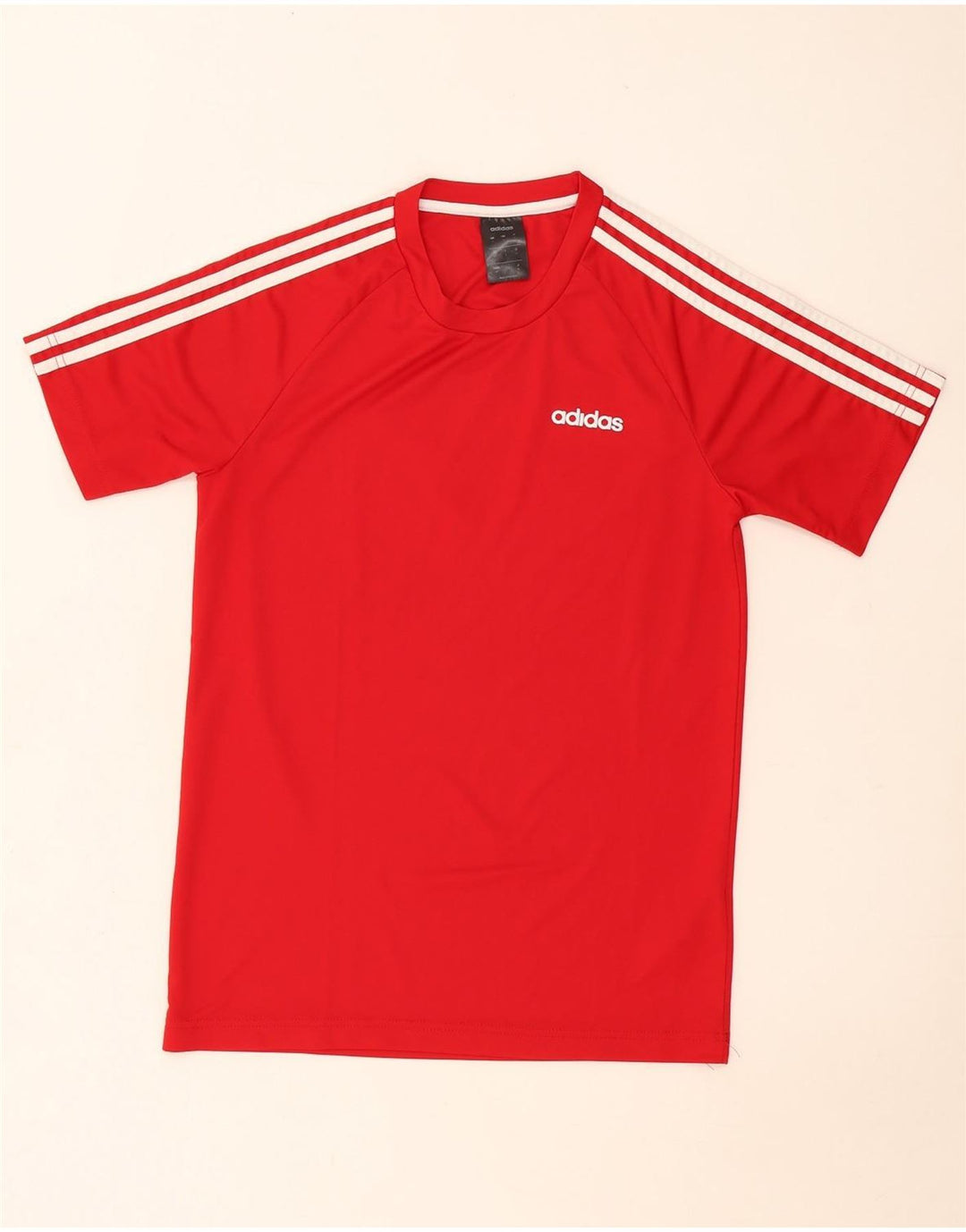 Adidas Mens T-Shirt Top Pequeno Poliéster Vermelho