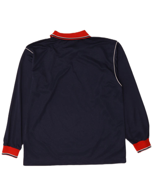 Camisa polo masculina de manga comprida Asics XL azul marinho Colourblock poliéster