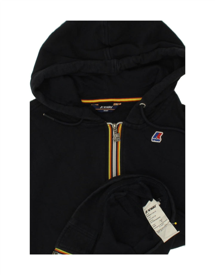 K-WAY Girls Zip Hoodie Sweater 7-8 Years Navy Blue Cotton Vintage K-Way and Second-Hand K-Way from Messina Hembry 