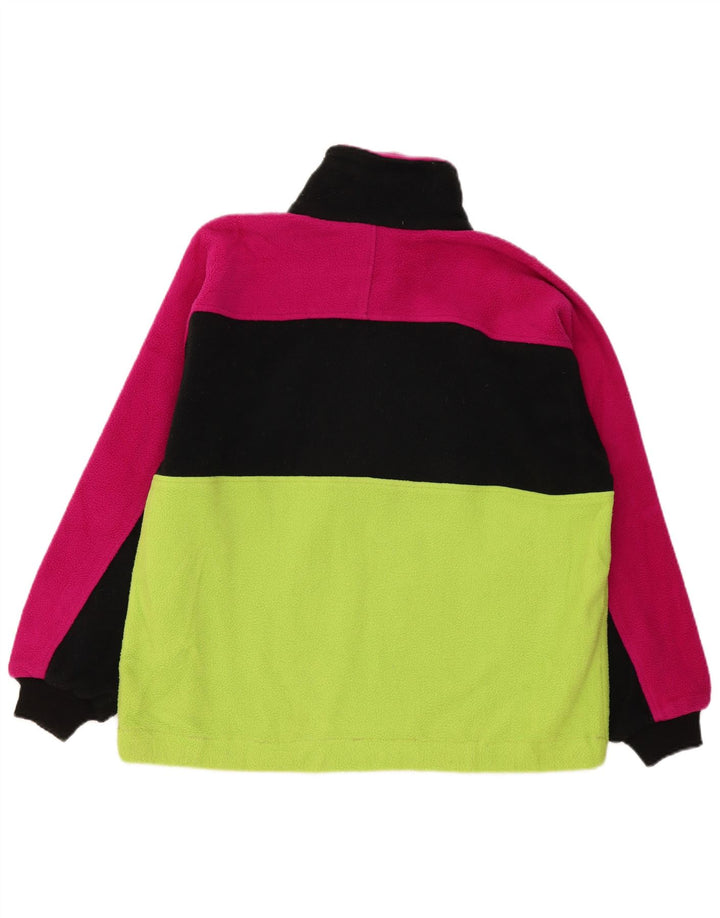 Jumper de lã masculino vintage com zíper e pescoço em poliéster verde médio Colourblock