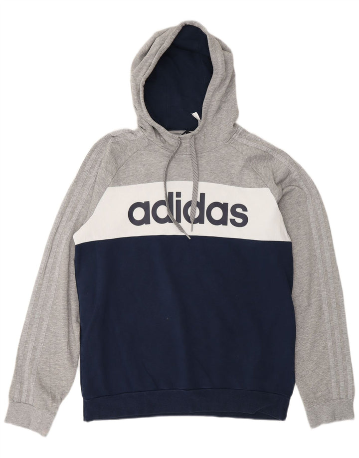 ADIDAS Mens Graphic Hoodie Jumper Grande Multicolorido Colourblock Algodão