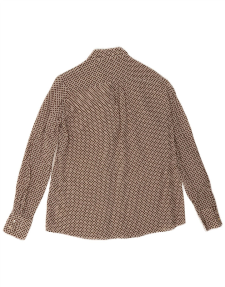 Blusa feminina Massimo Dutti UE 38 pequena seda geométrica bege