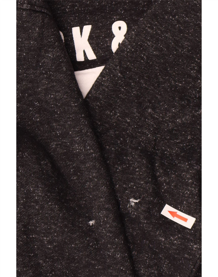 Jack & Jones moletom com capuz gráfico masculino médio preto manchado