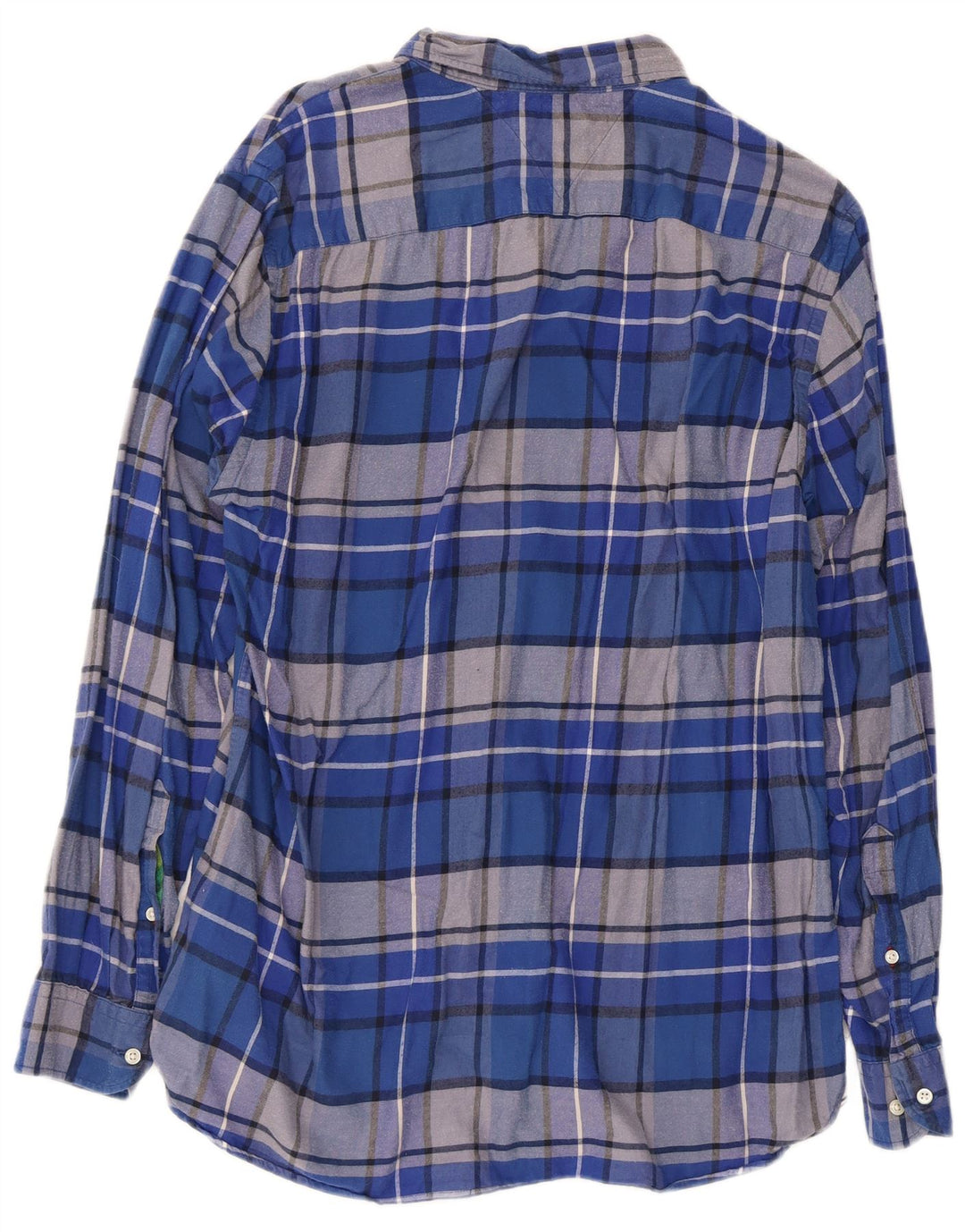 Camisa masculina Tommy Hilfiger Regular Fit grande algodão xadrez azul