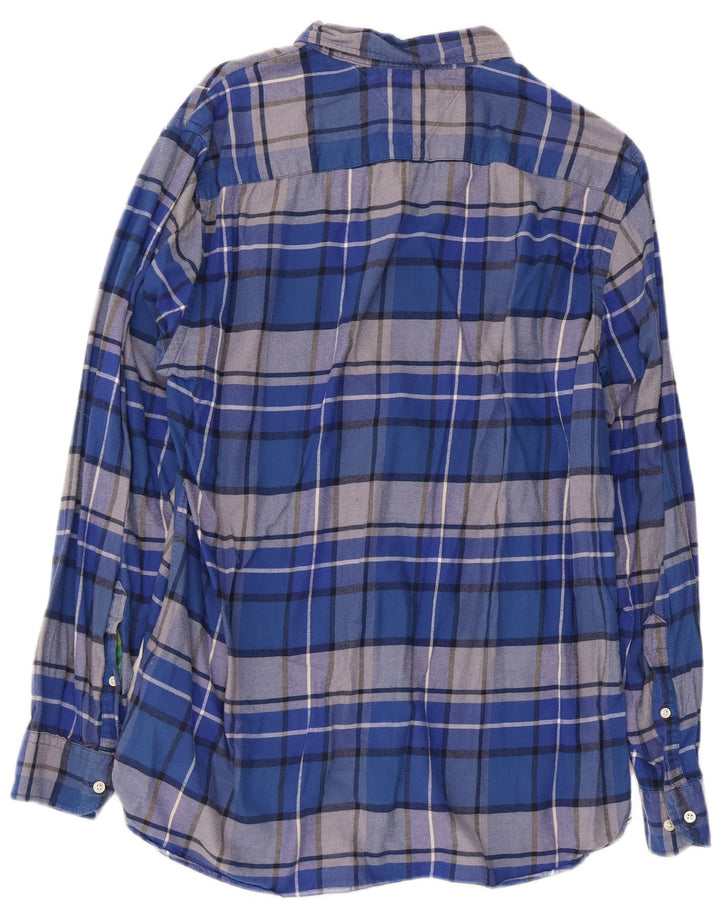 Camisa masculina Tommy Hilfiger Regular Fit grande algodão xadrez azul
