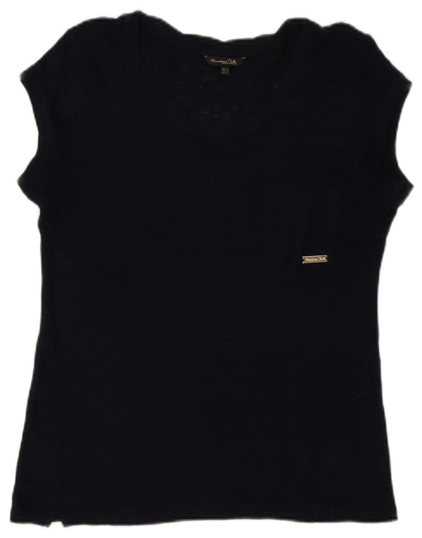 Camiseta feminina Massimo Dutti Top UK 12 Médio Azul Marinho