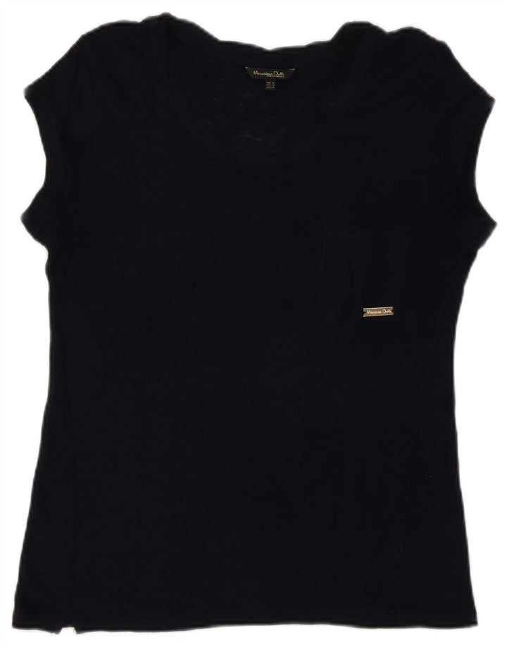 Camiseta feminina Massimo Dutti Top UK 12 Médio Azul Marinho