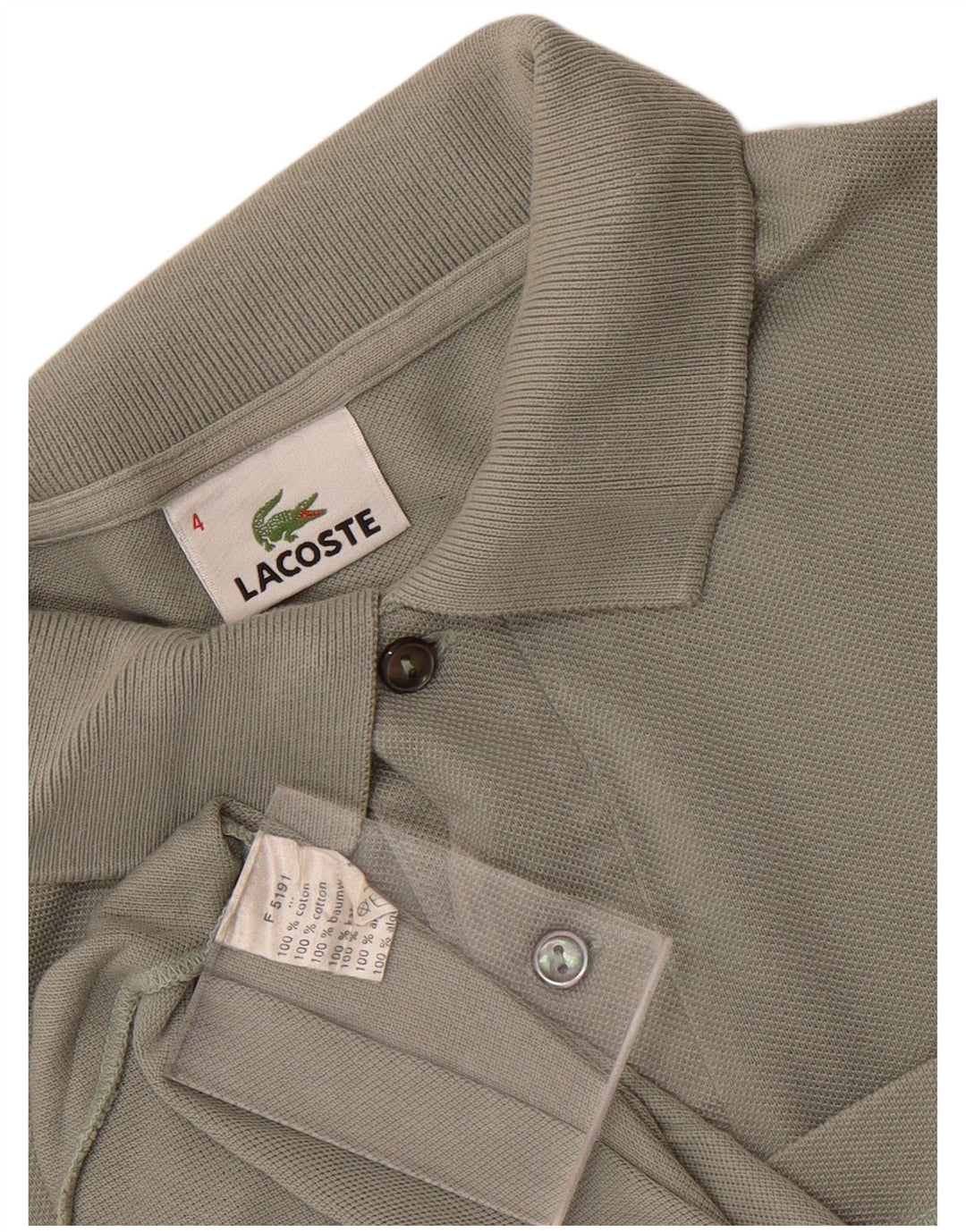Camisa polo masculina Lacoste tamanho 4 médio algodão cáqui