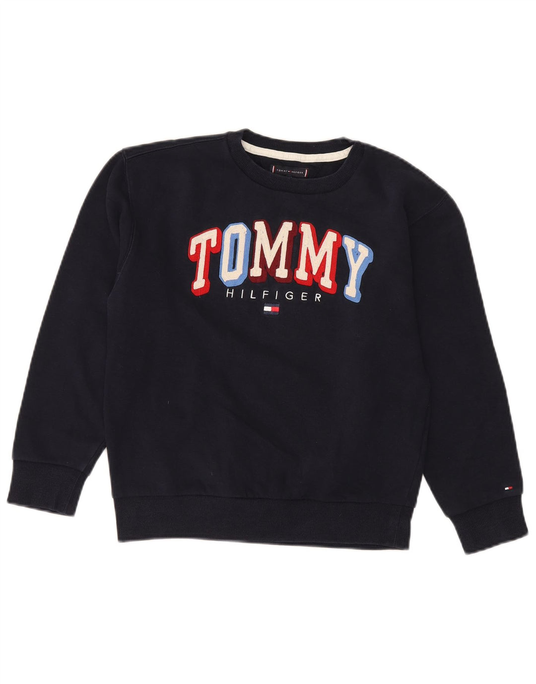 TOMMY HILFIGER Meninos moletom gráfico jumper 11-12 anos azul marinho algodão