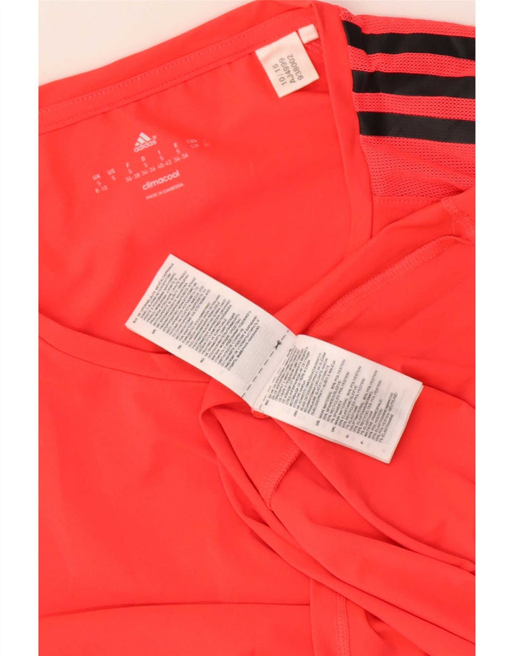 Adidas Womens Climacool T-Shirt Top UK 8/10 Pequeno Poliéster Vermelho