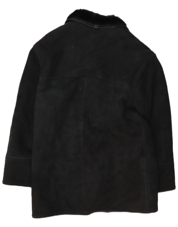 Sobretudo masculino de shearling VINTAGE IT 48 Shearling preto médio