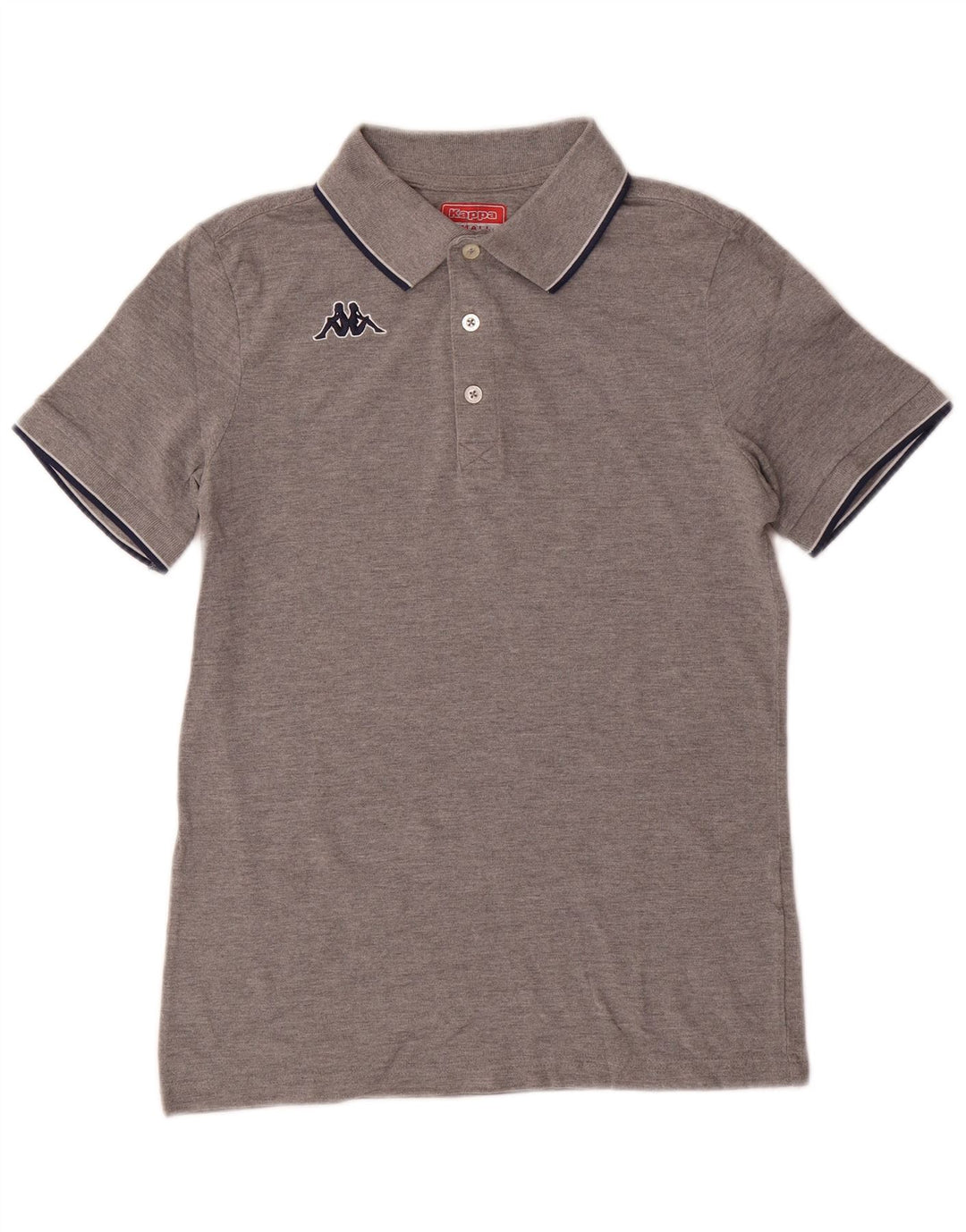 Camisa polo masculina Kappa pequena cinza manchada