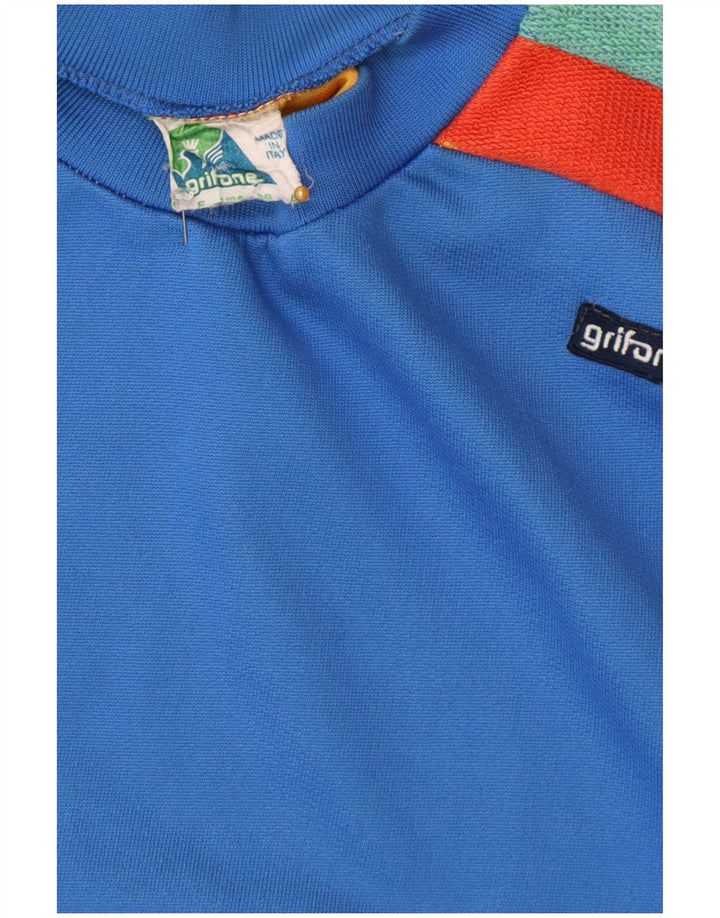 Jumper de moletom masculino vintage grande bloco colorido azul