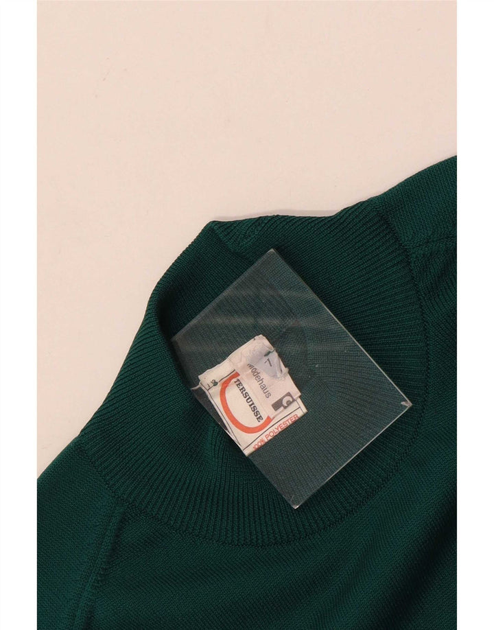 Suéter feminino vintage com gola tartaruga Reino Unido 12 verde médio