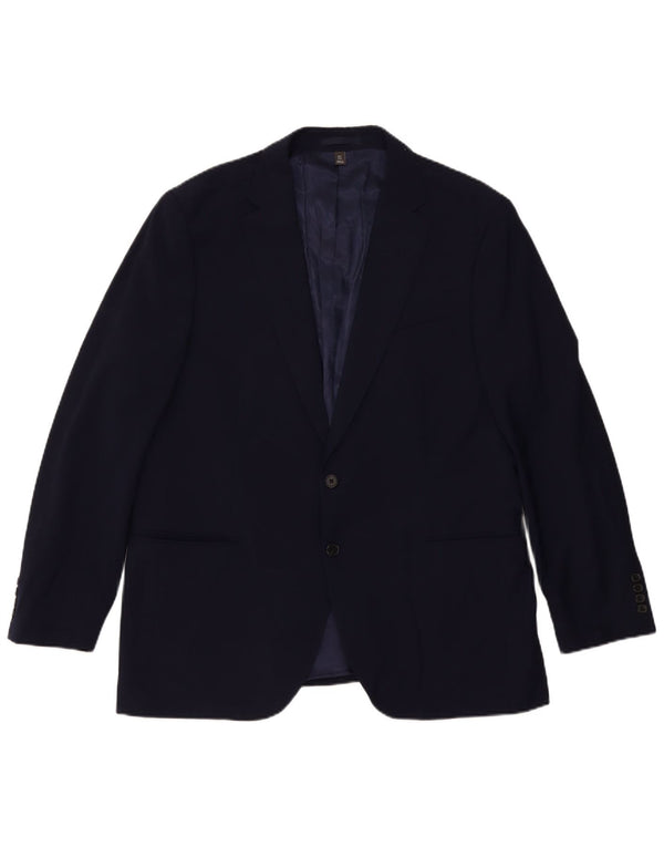 Jaqueta blazer masculina de 2 botões Marks & Spencer Reino Unido 44 2XL lã azul marinho