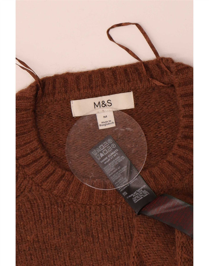 Suéter feminino Marks & Spencer com gola redonda Reino Unido 14 marrom médio