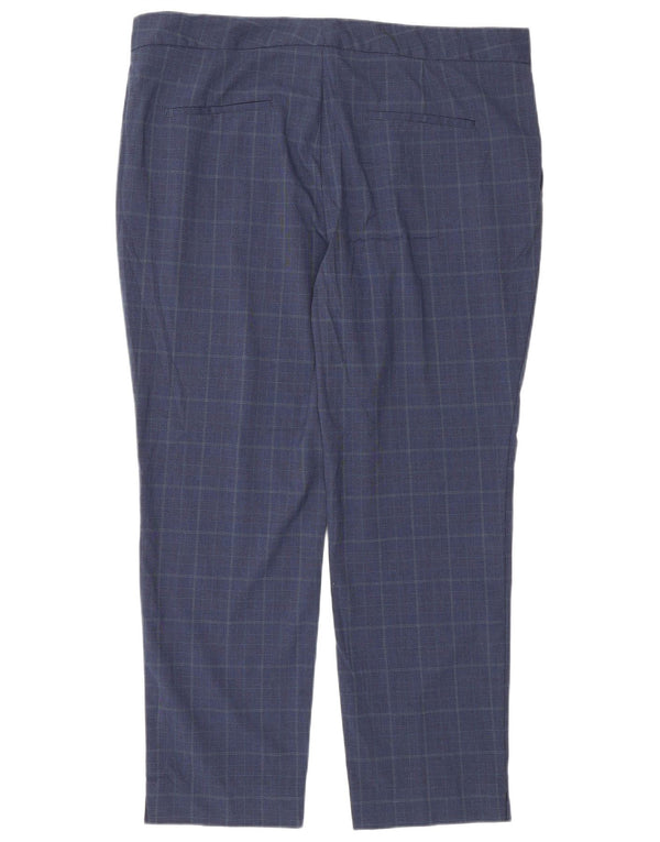 Calça feminina Zara de terno reto EU 44 XL W34 L27 Azul marinho Houndstooth
