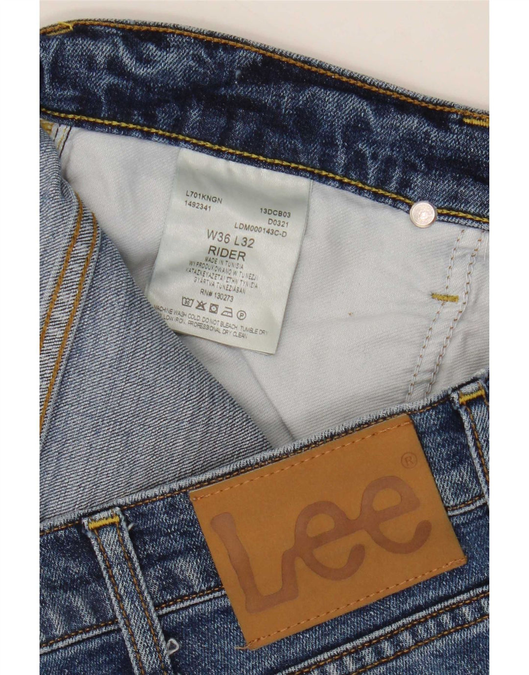 Lee Mens Rider Slim Jeans W36 L32 Azul Algodão