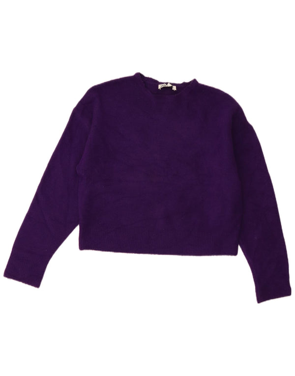 Suéter feminino Zara com gola redonda e gola redonda, Reino Unido 14 Médio Roxo