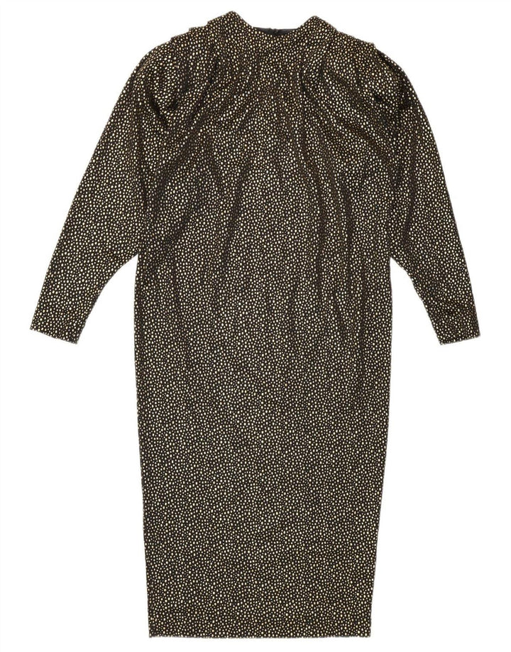 Vestido feminino vintage manga comprida IT 42 médio dourado manchado