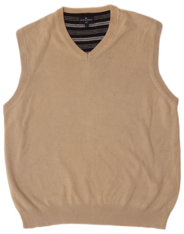 Regata masculina Marks & Spencer Blue Harbour Vest grande algodão bege