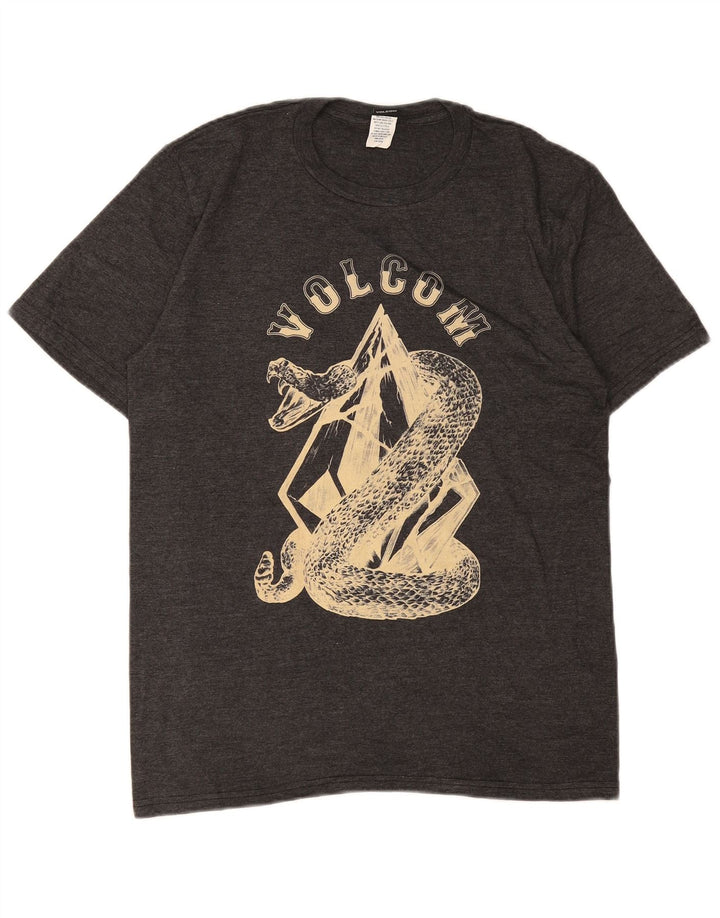 Camiseta masculina gráfica Volcom algodão cinza médio