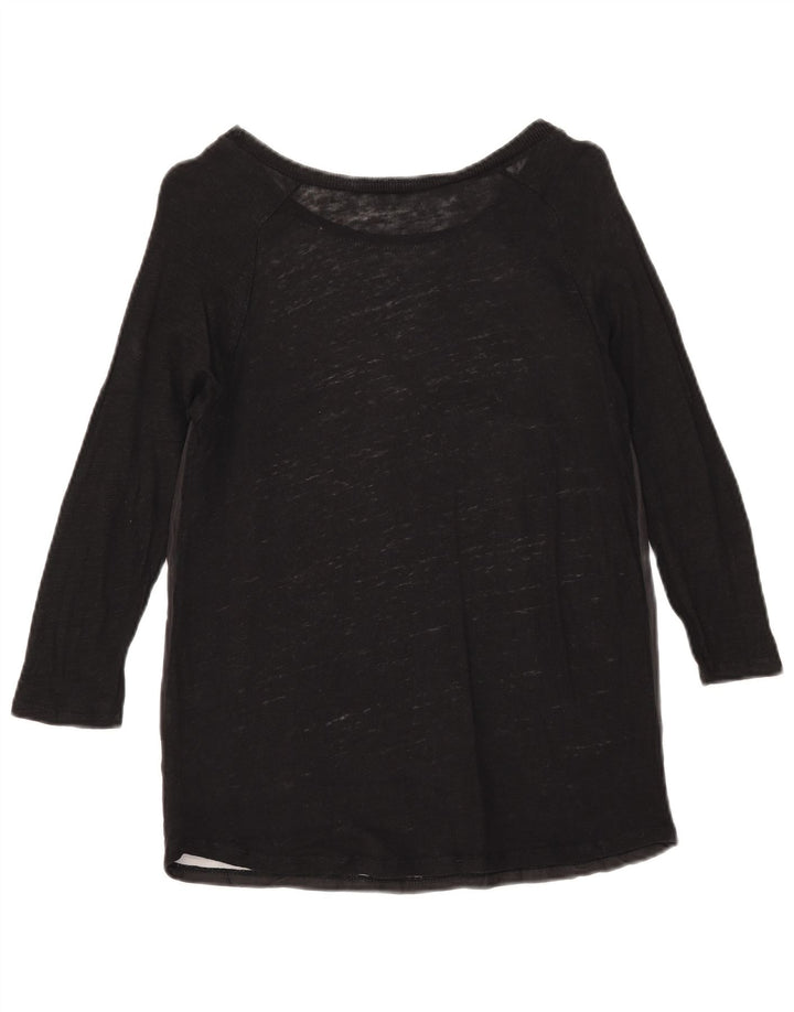 Zara Top gráfico feminino manga 3/4 Reino Unido 12 médio preto floral