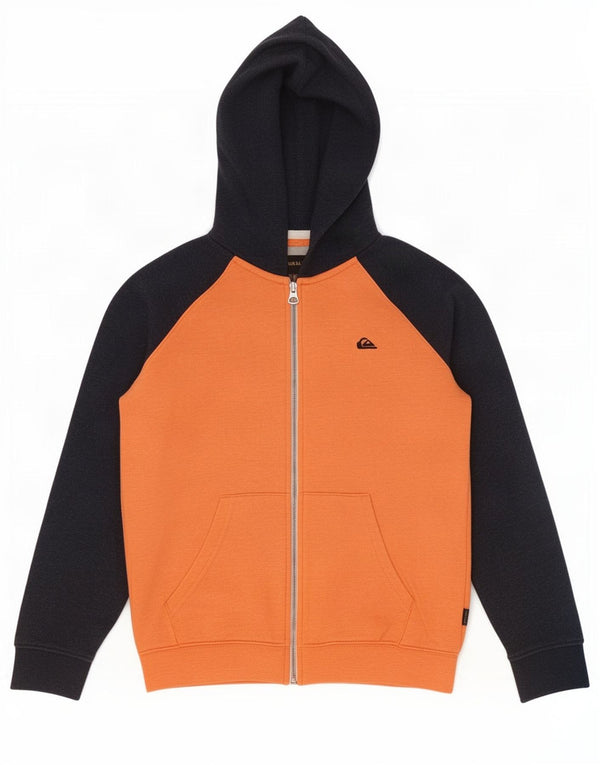 Suéter Quiksilver Boys Zip com capuz 11-12 anos médio laranja colorblock