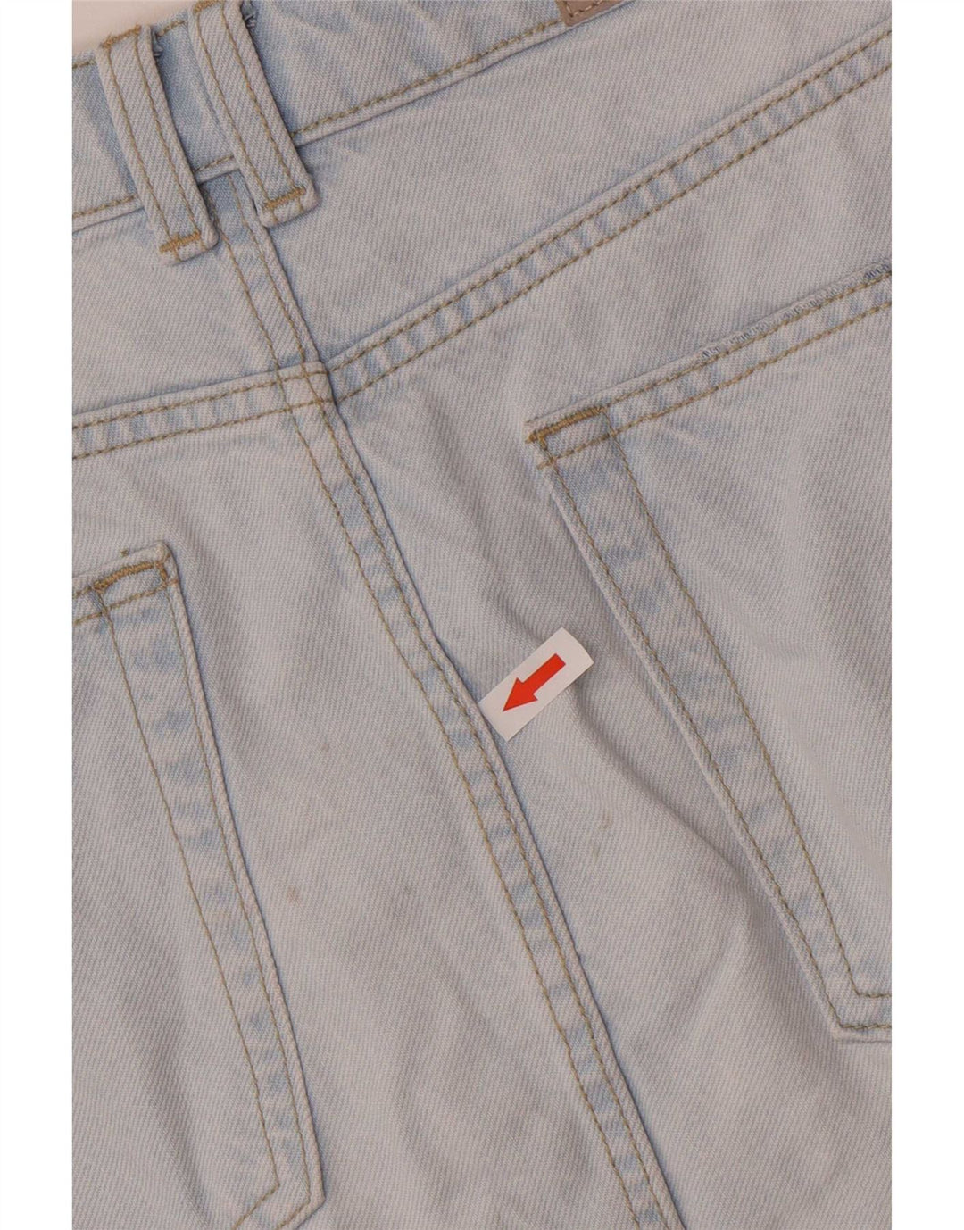 Zara Mini saia jeans feminina desgastada pequena W26 algodão azul