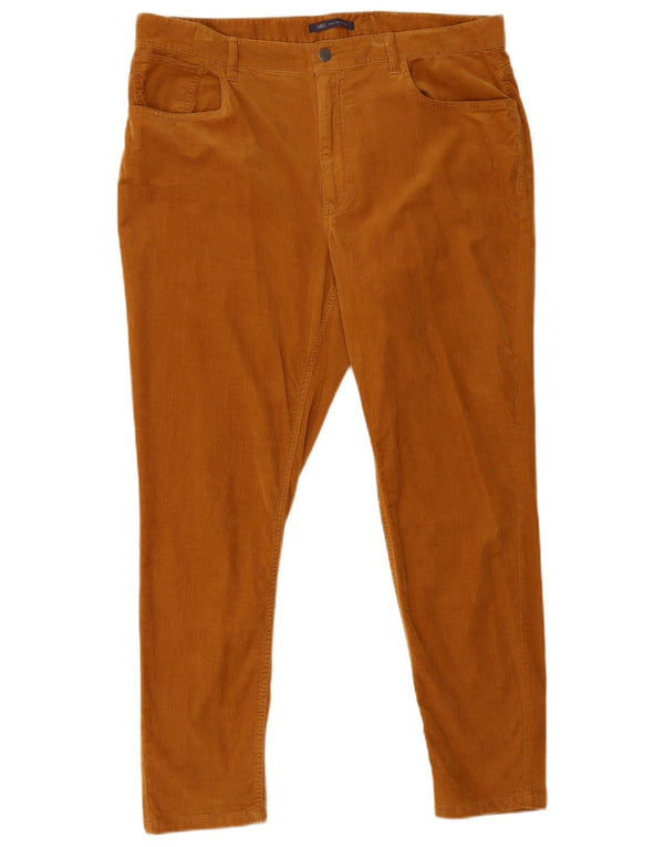 Calça feminina de veludo cotelê Marks & Spencer UK 18 XL W38 L28 algodão marrom