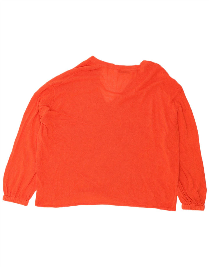 Zara Suéter feminino oversized com decote em V Reino Unido 14 médio laranja