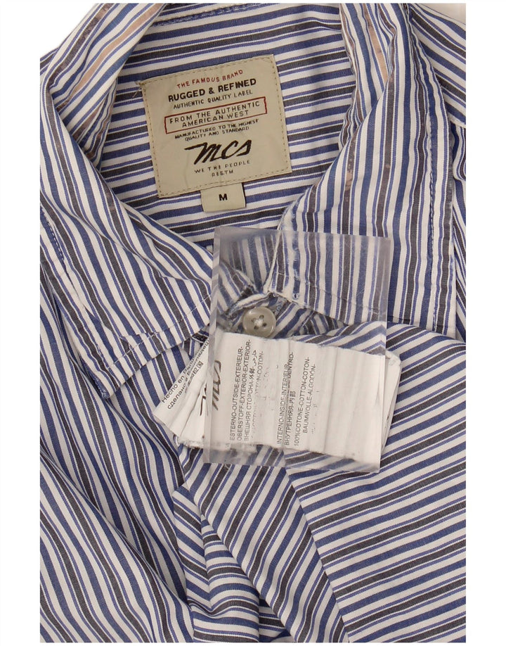 MARLBORO CLASSICS Camisa masculina robusta e refinada de algodão listrado azul médio