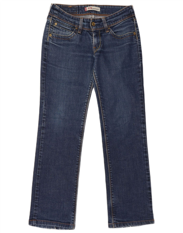 Calça jeans feminina Levi's 570 Straight W28 L28 azul algodão