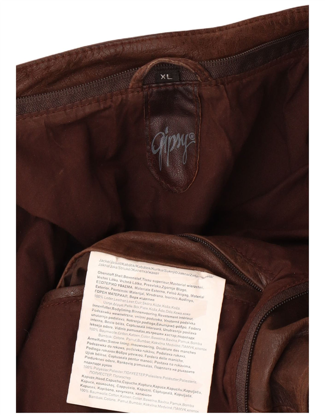 Jaqueta masculina de couro slim GIPSY Reino Unido 42 XL couro marrom