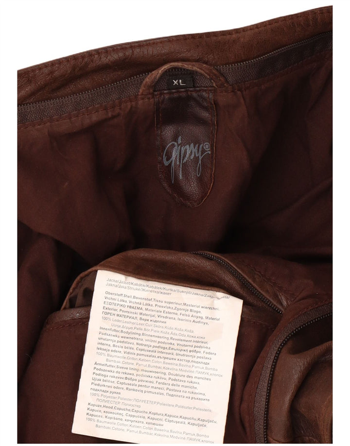 Jaqueta masculina de couro slim GIPSY Reino Unido 42 XL couro marrom
