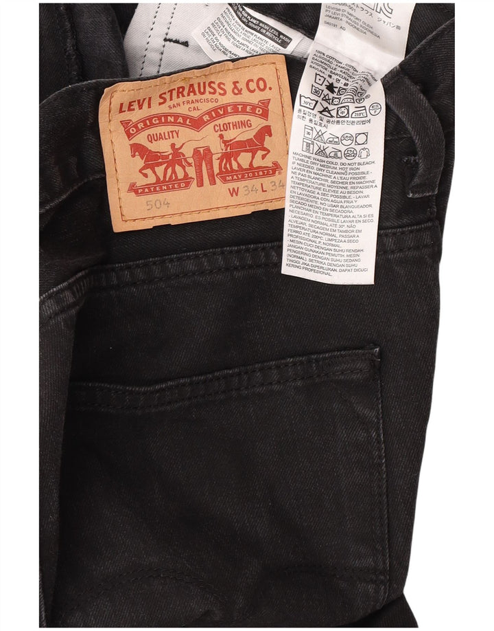 Levi's Masculino 504 Straight Jeans W34 L34 Algodão Preto