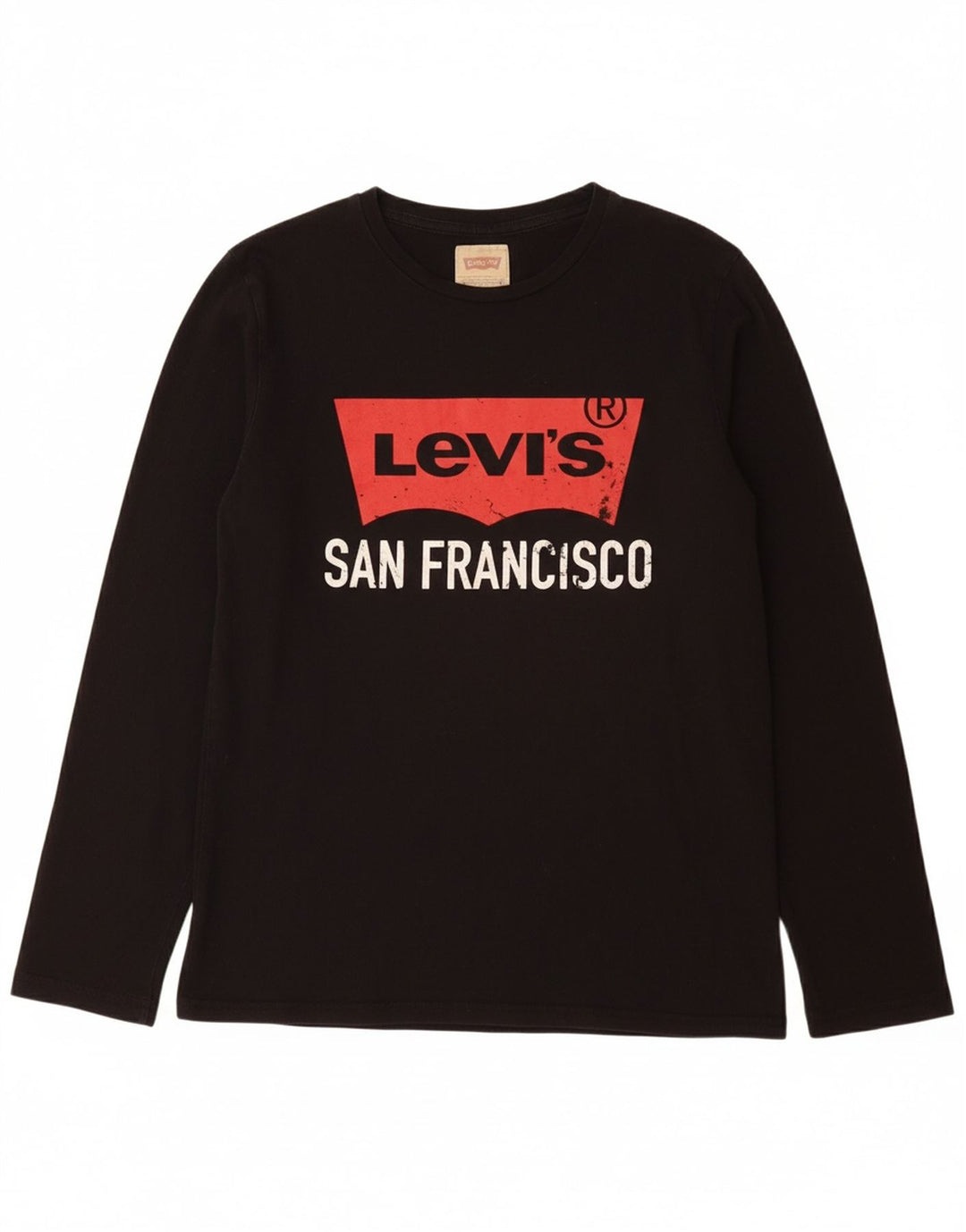 LEVI'S Boys Graphic Top manga comprida 15-16 anos algodão preto