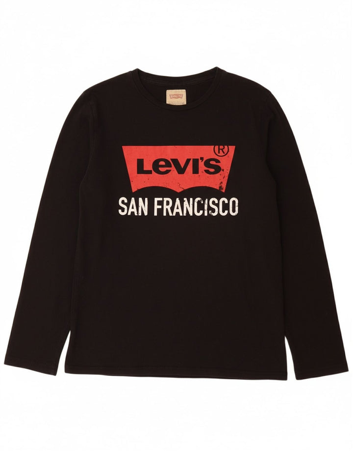 LEVI'S Boys Graphic Top manga comprida 15-16 anos algodão preto