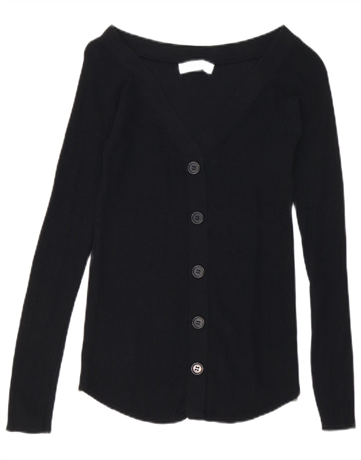 Suéter cardigã feminino Zara Reino Unido 10 pequeno viscose preta