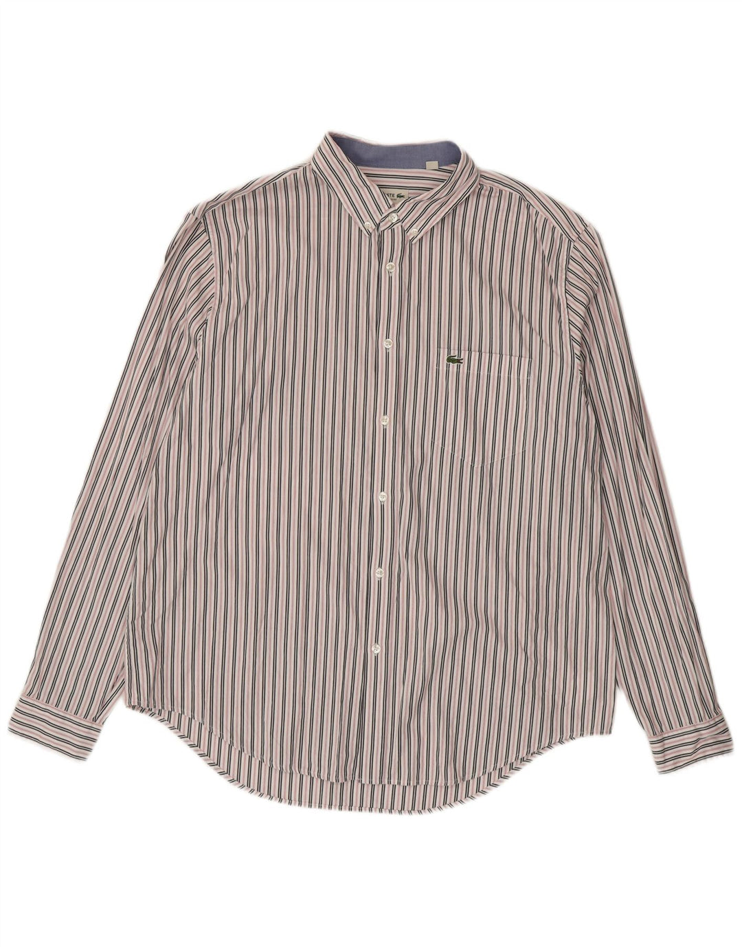 Camisa masculina Lacoste Regular Fit tamanho 45 XL algodão listrado branco