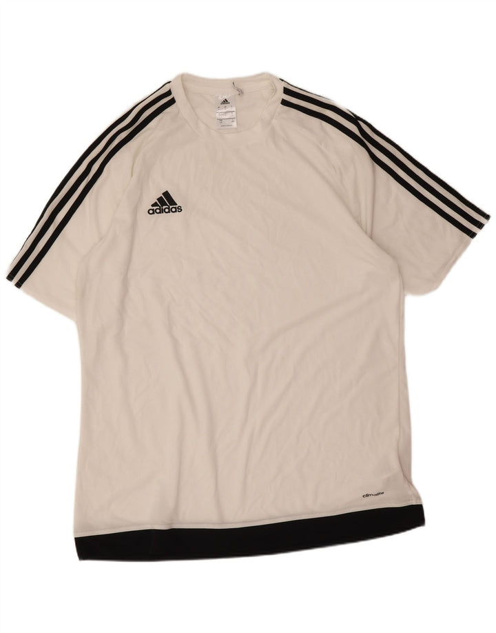 Adidas Mens Climalite Camiseta Top Grande Branco Colorblock Poliéster