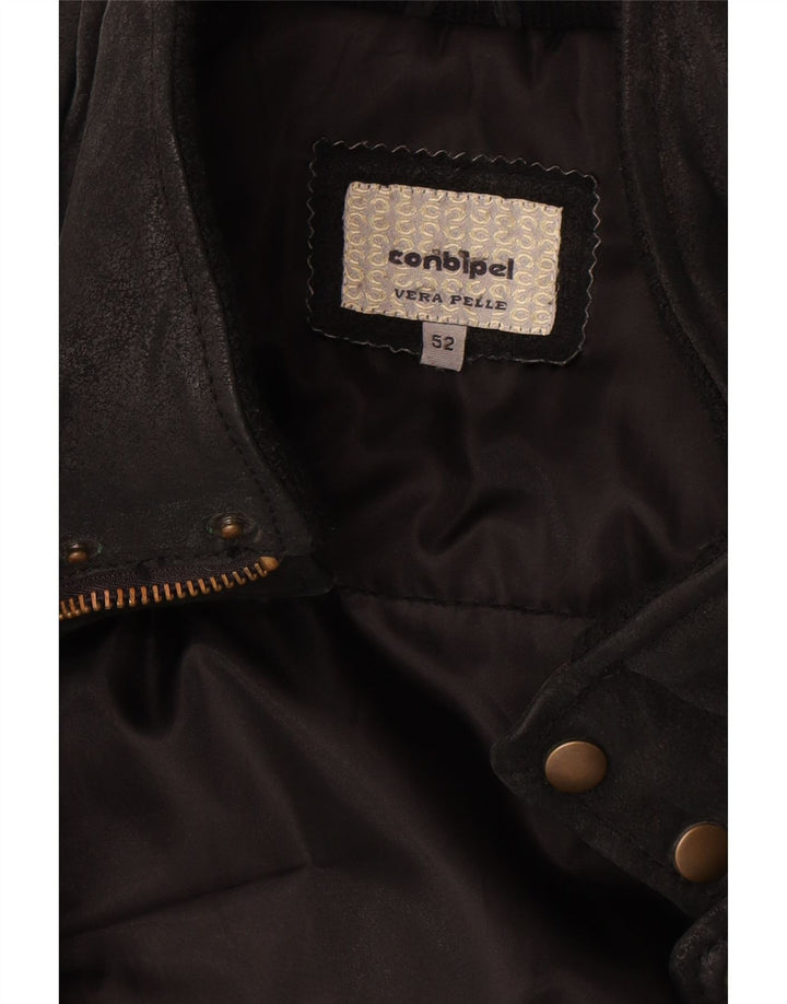 Jaqueta de couro masculina Conbipel IT 52 grande couro preto