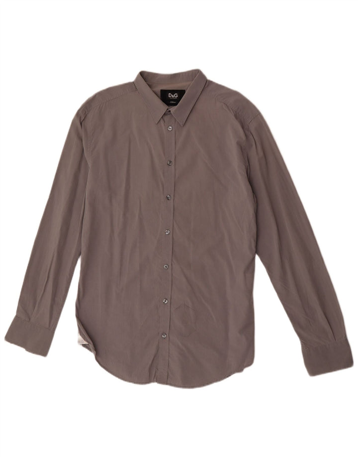 Camisa Slim Masculina Dolce & Gabbana IT 52 Grande Algodão Cinza