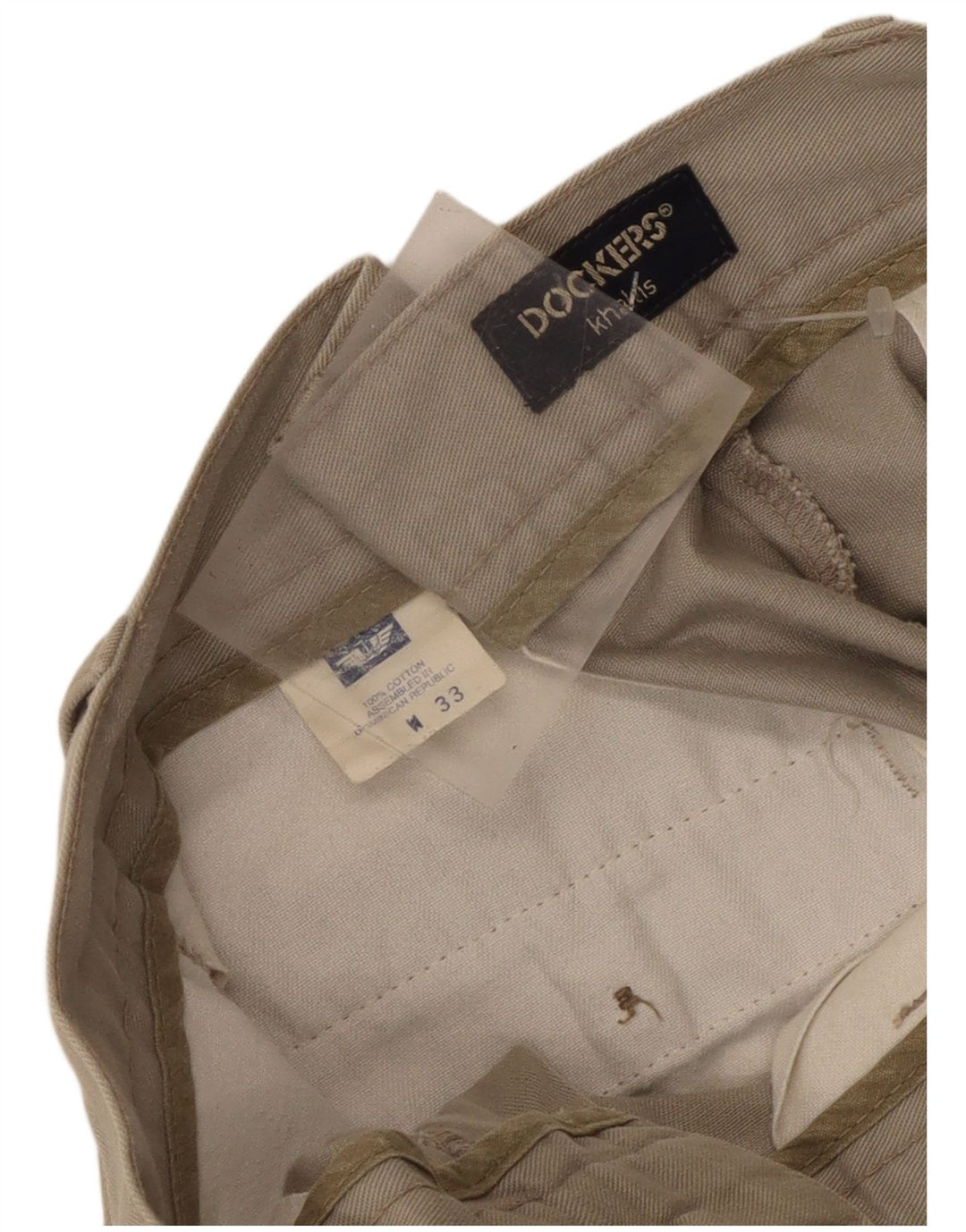 Dockers Mens Khakis Pegged Chino Shorts W33 Algodão Bege Médio