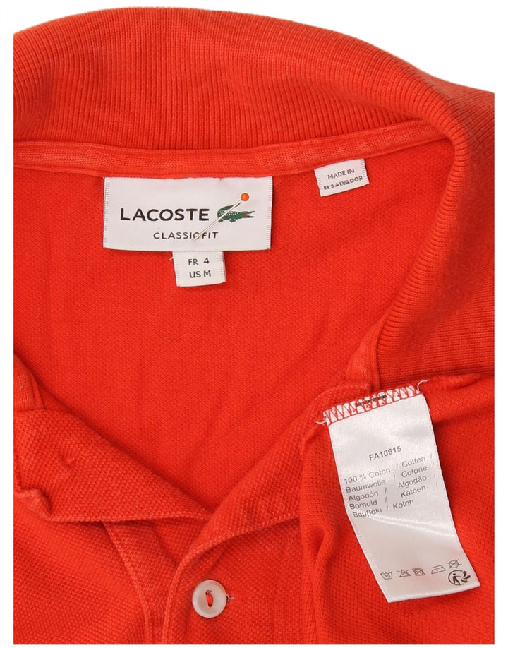 Camisa polo masculina LACOSTE Classic Fit tamanho 4 algodão laranja médio