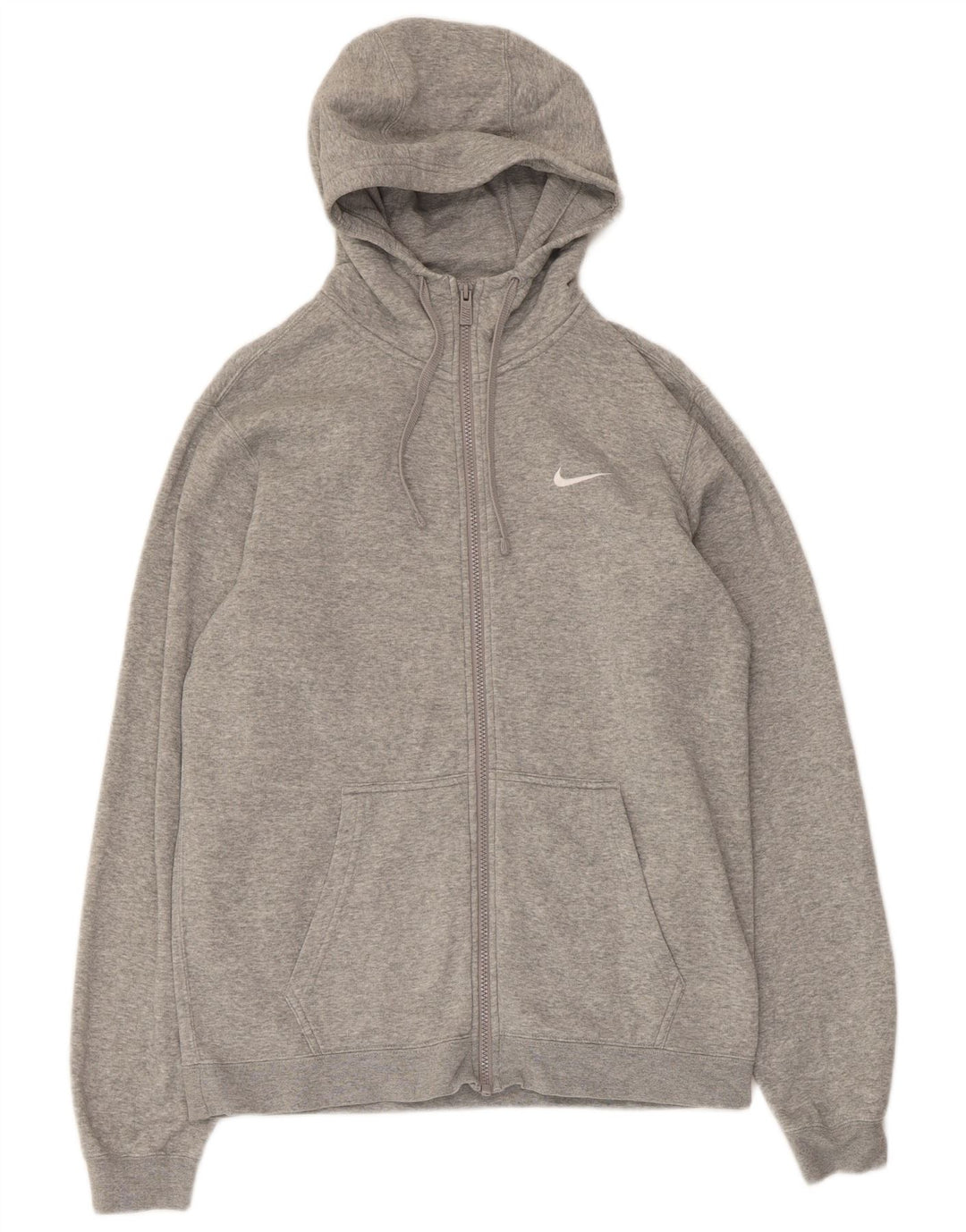 Suéter masculino Nike com capuz e zíper e algodão cinza médio