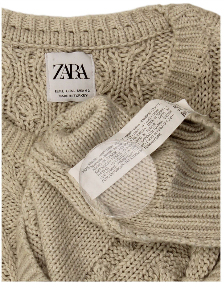 Zara Suéter masculino com gola canoa grande algodão bege