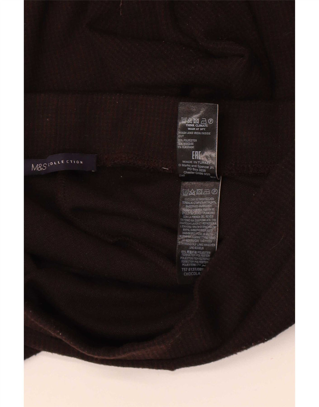Leggings regulares femininas Marks & Spencer Reino Unido 12 poliéster marrom médio